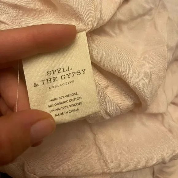 Free People Spell Rae Juniper Gown Puff Sleeve Printed Tiered Maxi Dress - Picture 6 of 9